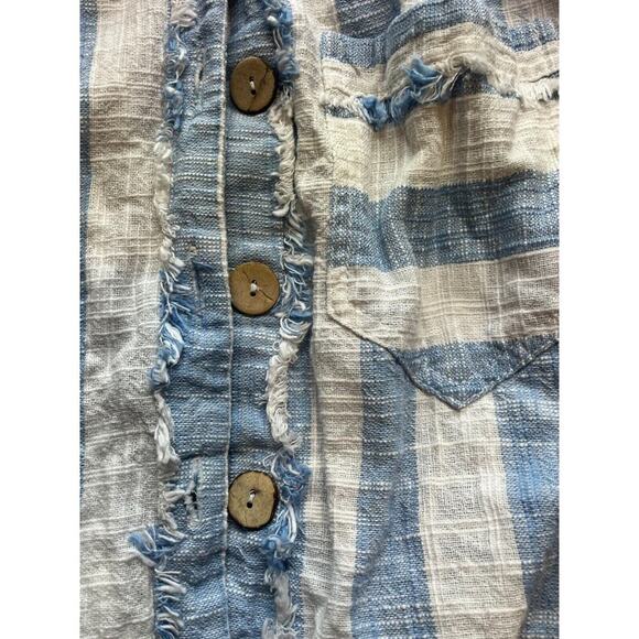 We The Free Distressed Striped‎ Crop Shirt Size Small Blue And White Stripe - Picture 2 of 5